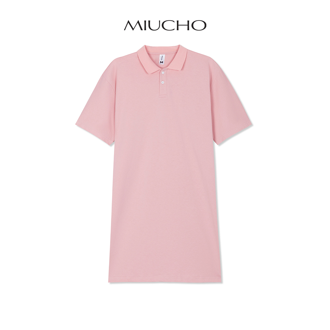 Đầm polo trơn dáng suông DPT01 Miucho vải cotton cổ trụ in basic