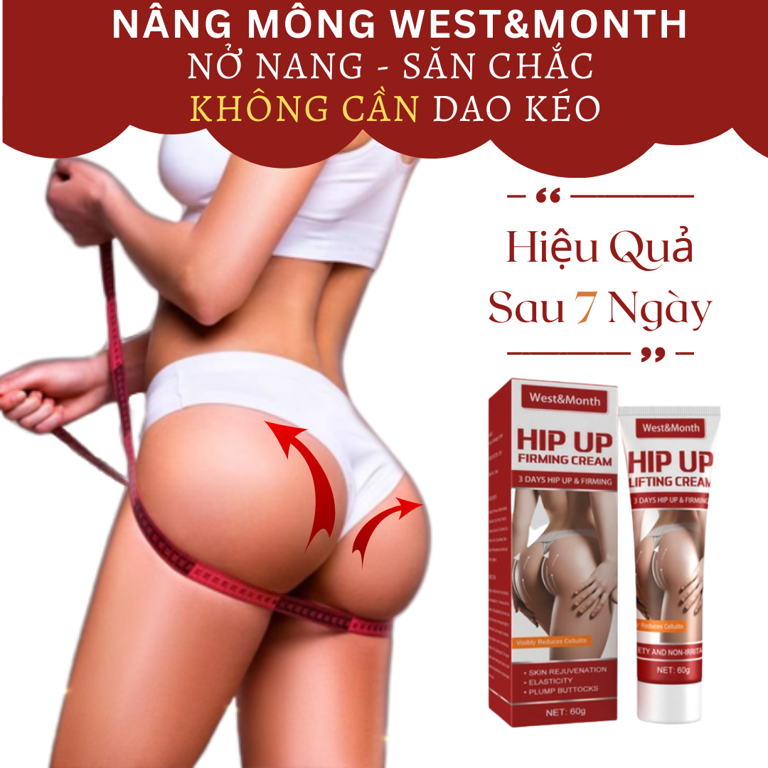 Kem nâng mông west month 60g nở mông nhanh chóng trong 7 ngày , nở mông, nâng mông hiệu quả, làm căng và săn chắc mông, giảm thâm và chảy xệ, mông đầy đặn quả đào