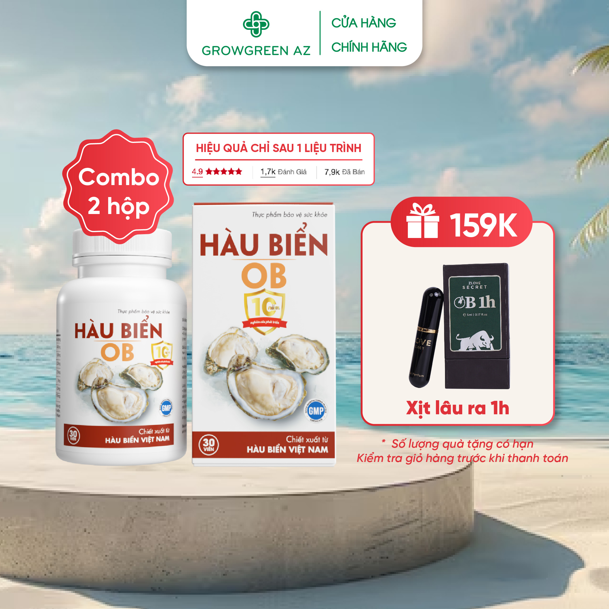 Bộ 2 hộp hàu biển 0b hỗ trợ tăng cường sinh lý nam, tinh trùng yếu, bổ thận - Hộp 30 viên