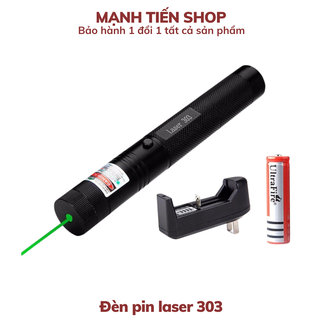 Đèn pin Laze 303 chiếu xa nhiều hình cực đẹp,Trọn bộ gồm đèn laser bộ sạc pin Lion chìa khóa an toàn sách hướng dẫn hộp đựng sản phẩm