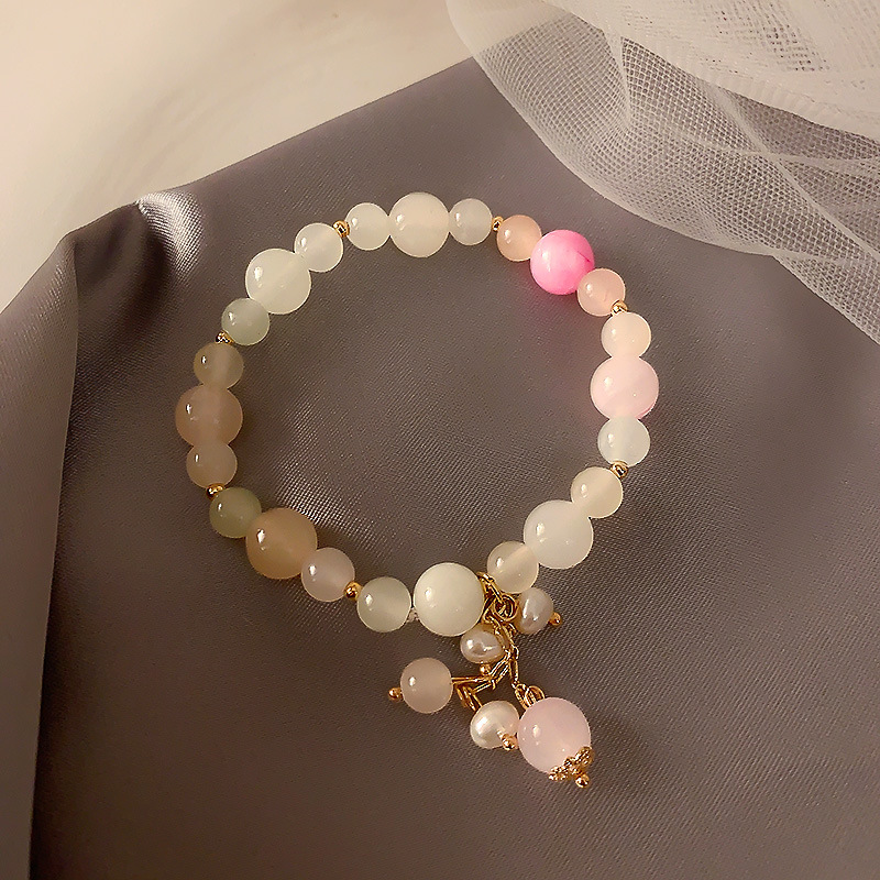 Lắc tay ngọc Selenite tự nhiên đính ngọc trai thật