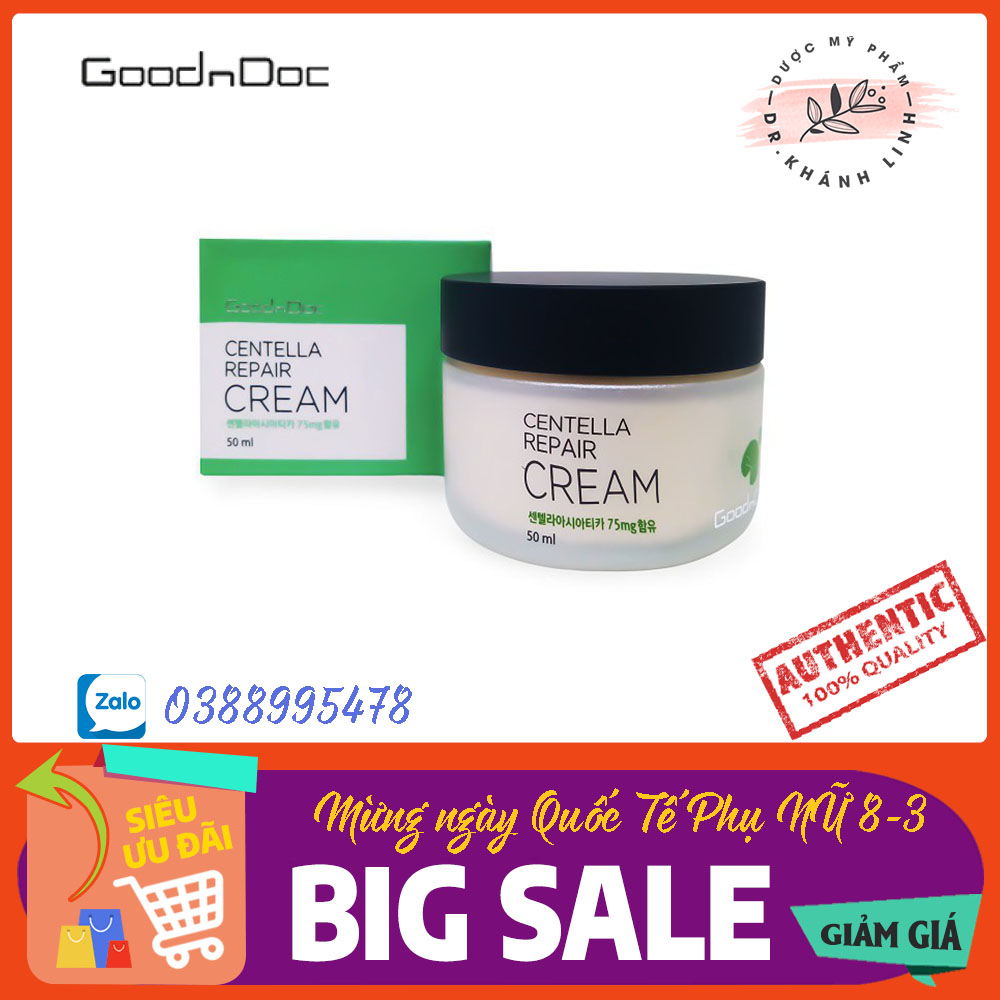 ✔️[CHÍNH HÃNG]Kem dưỡng trắng da rau má GoodnDoc Centella Repair Cream 50ml