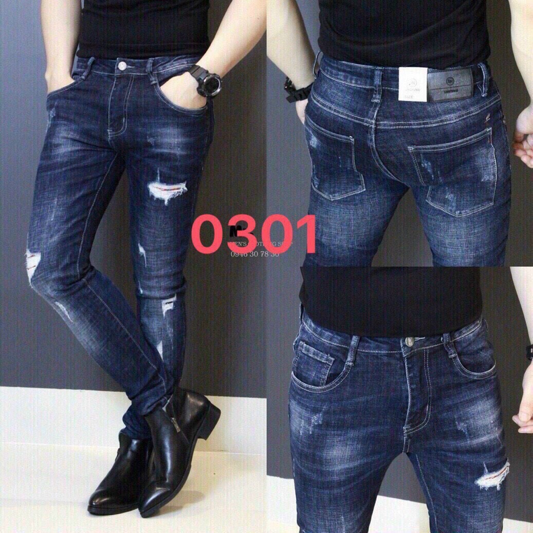 [HCM]Quần Jean Quần Bò Nam Cao Cấp Màu Xanh Trơn Phối Sọc Phong Cách Hàn Quốc Trẻ Trung Năng Động