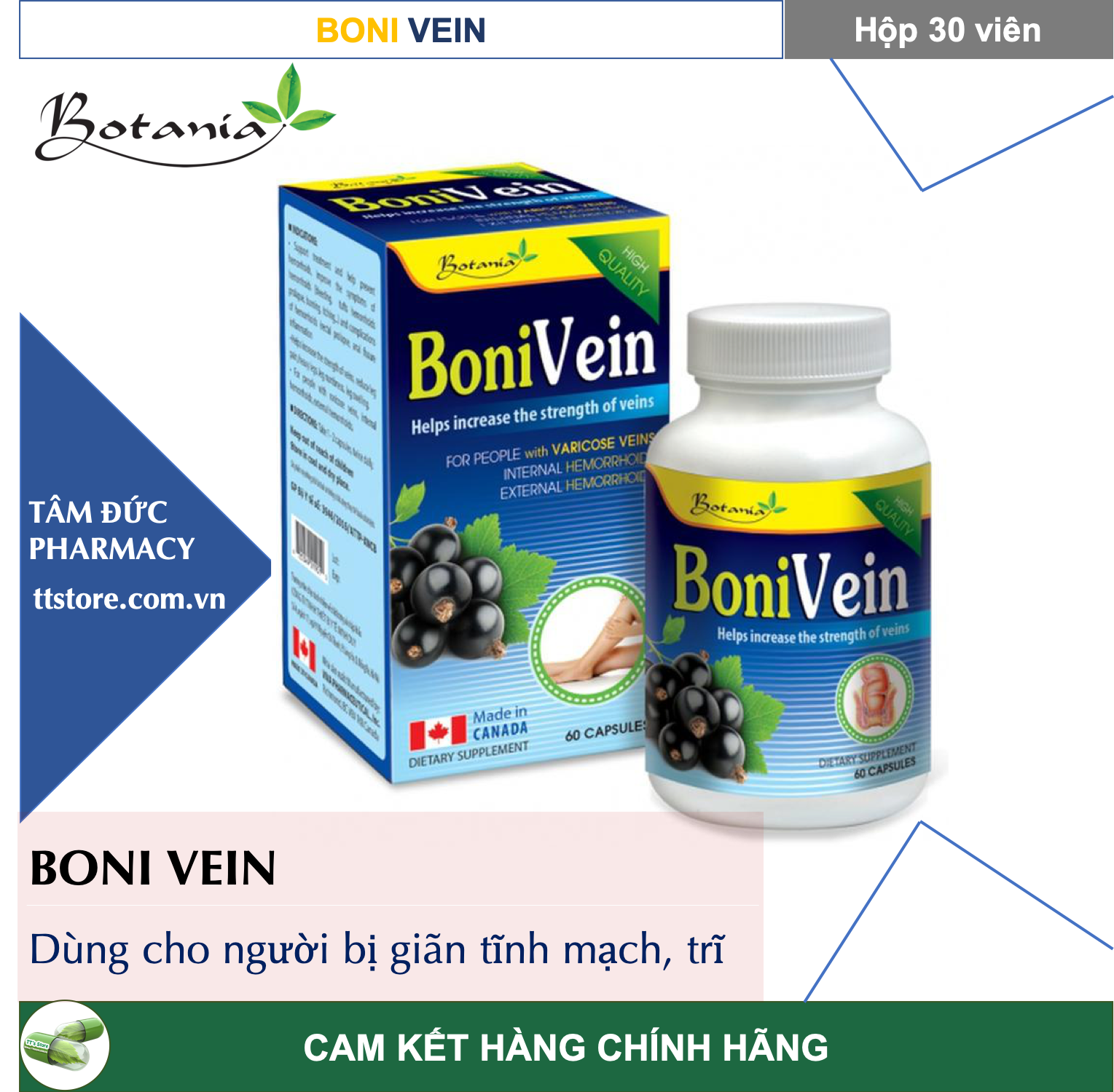 BONIVEIN - Hỗ trợ cho người suy giãn tĩnh mạch trĩ