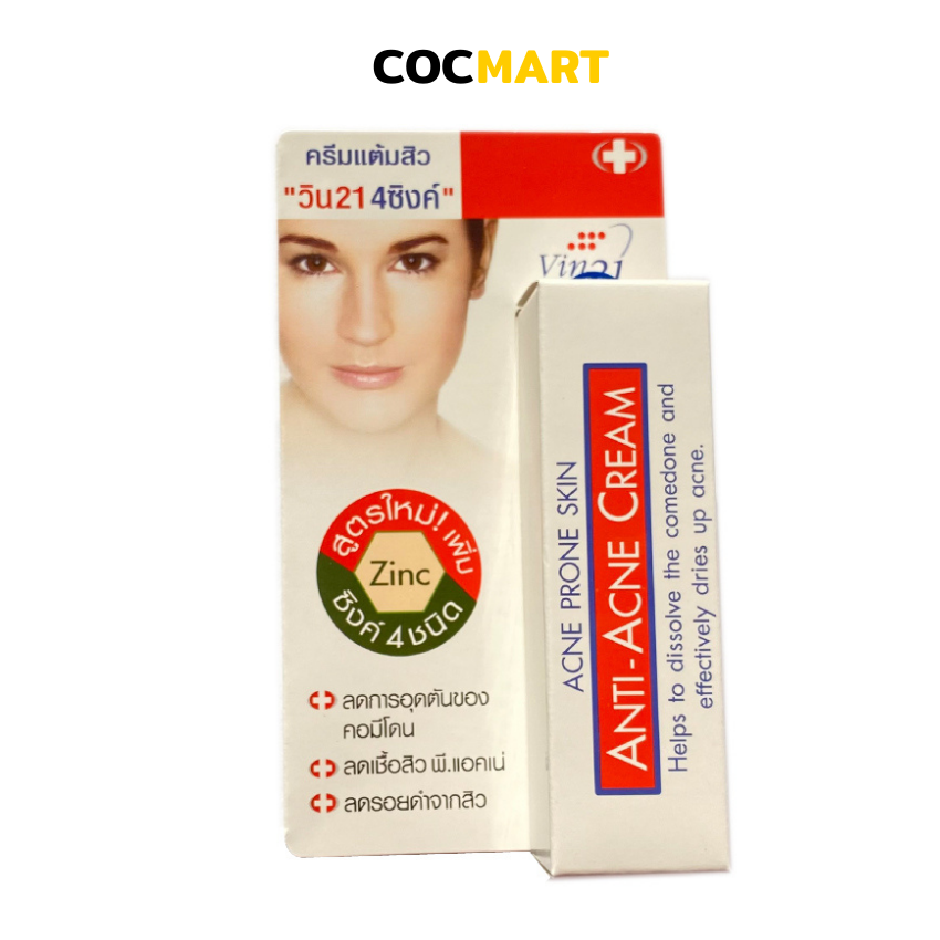 Kem mụn vin21 anti acne cream giảm mụn giảm thâm mụn