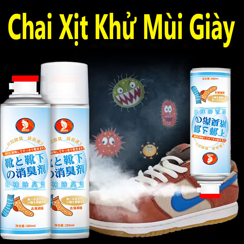 Chai xịt khử mùi giày,loại bỏ mùi hôi triệt để, kháng khuẩn 280ml