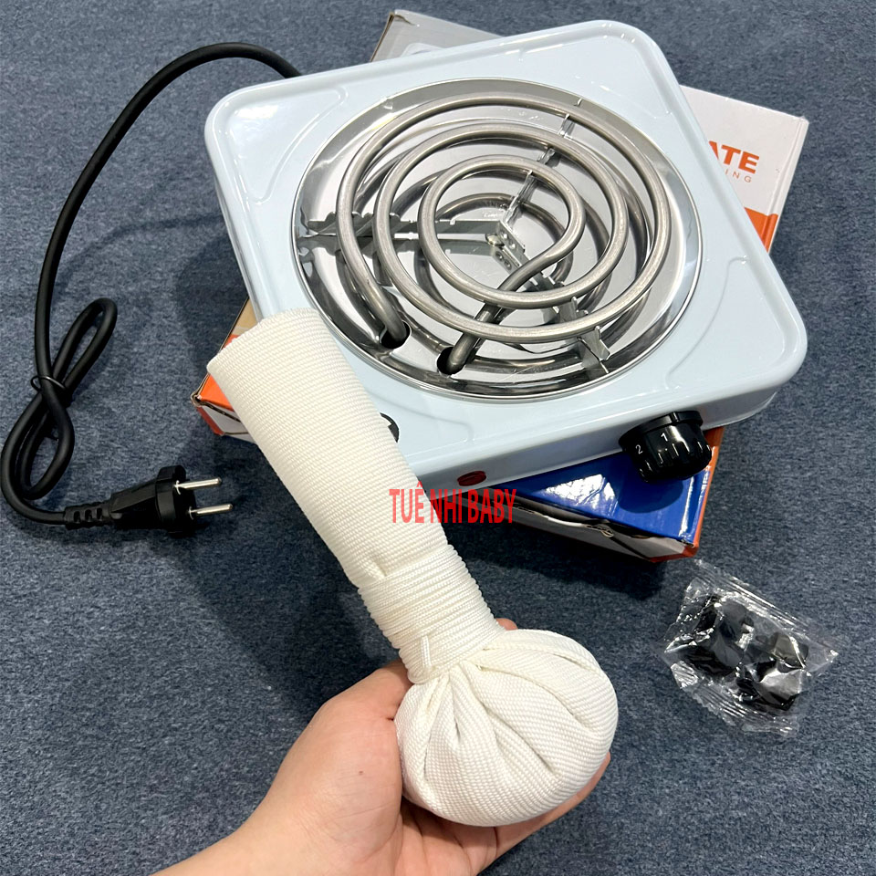Bếp điện Hơ lá trầu và Cây Muối chườm mắt cho mẹ