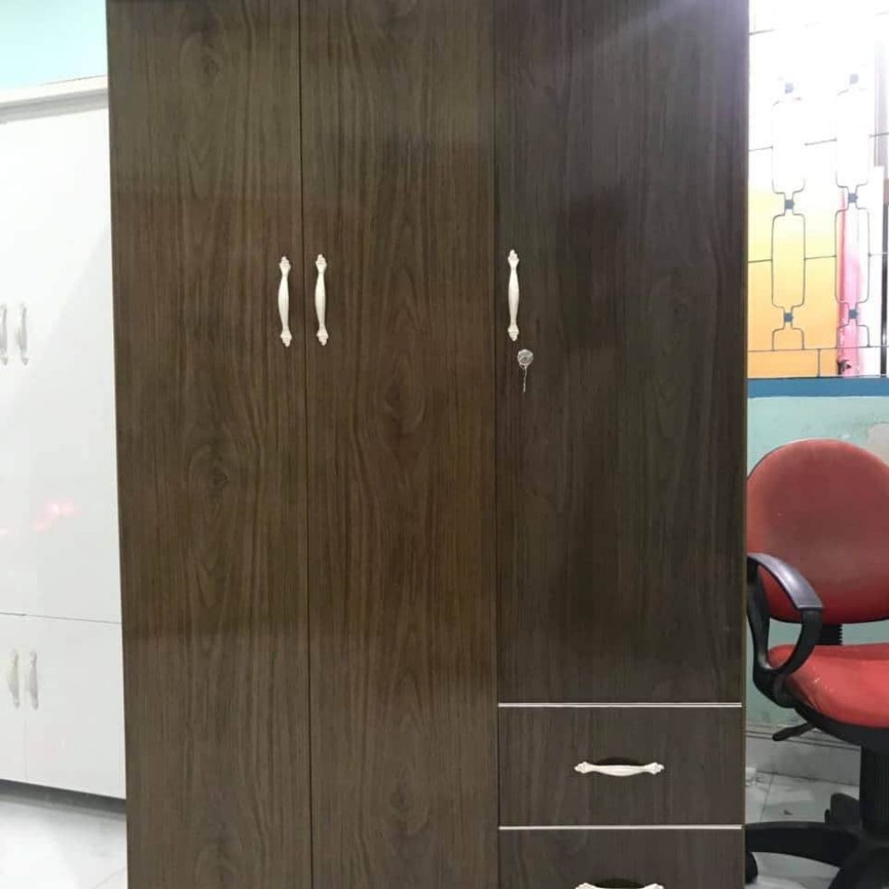 tủ 3 cánh nâu 1m7x1m05x42cm, tủ nhựa đài loan, tủ quần áo người lớn, tủ nhựa, tủ đựng quần áo
