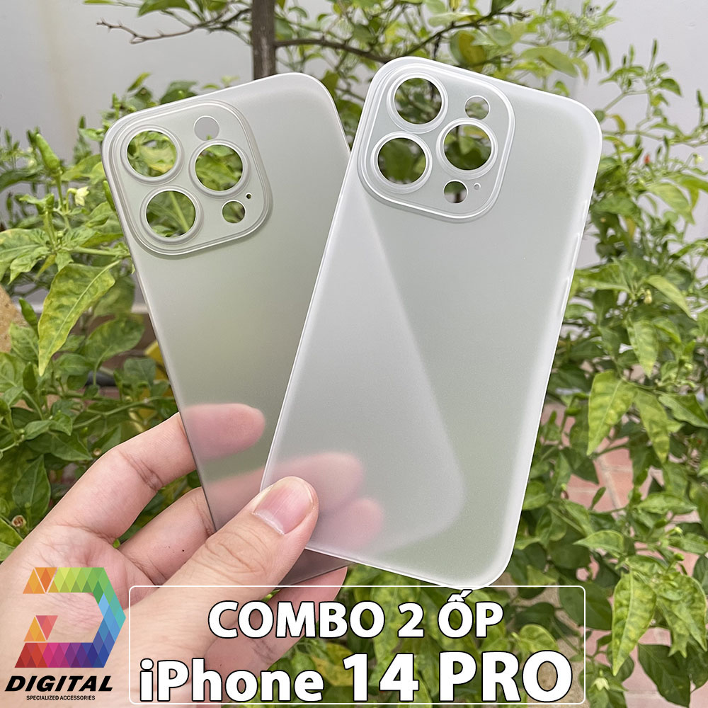 Combo 2 ốp lưng trong nhám unibody cho iphone 14 pro siêu mỏng