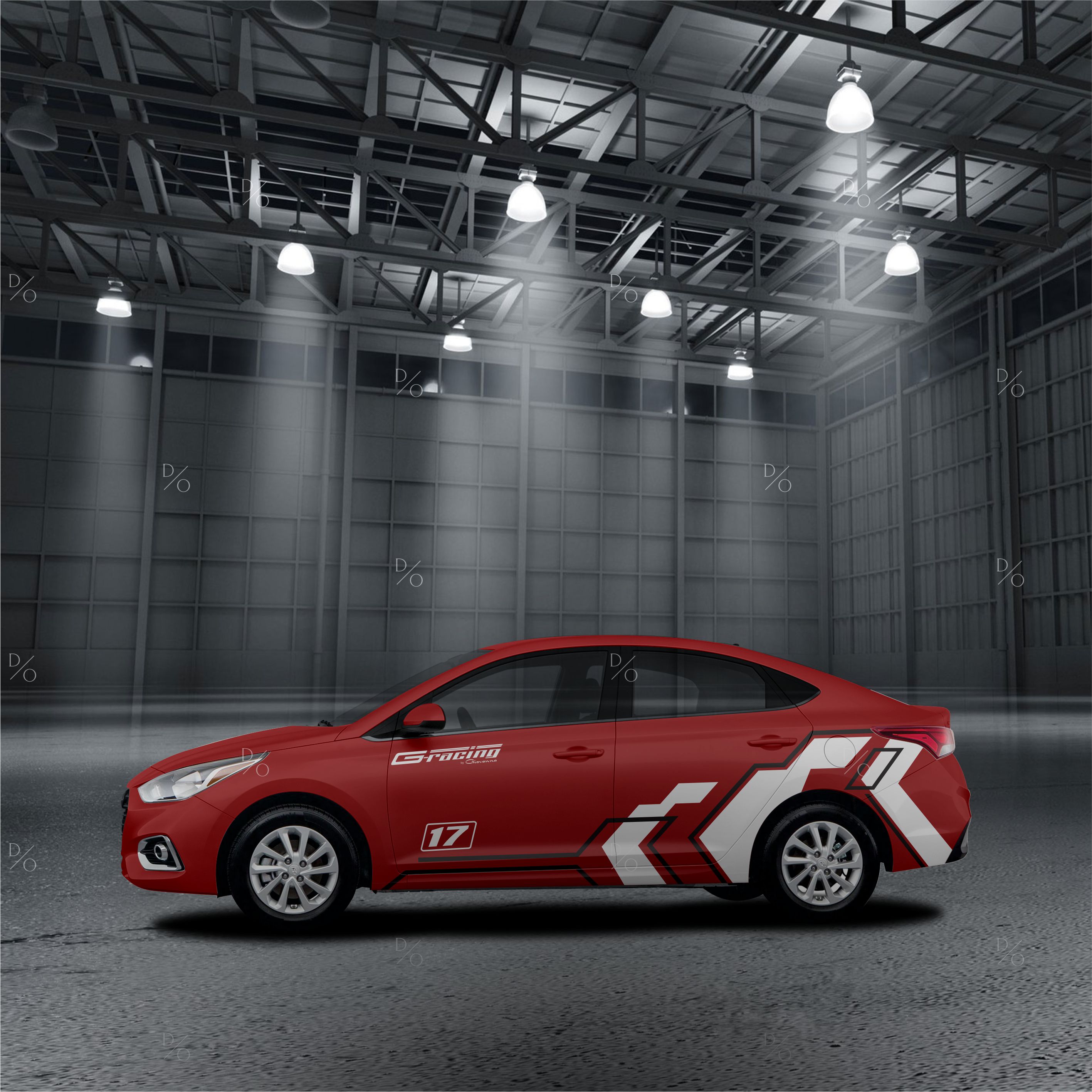 Tem sườn dán xe ô tô Hyundai Accent HA-011 - Thiết kế theo yêu cầu
