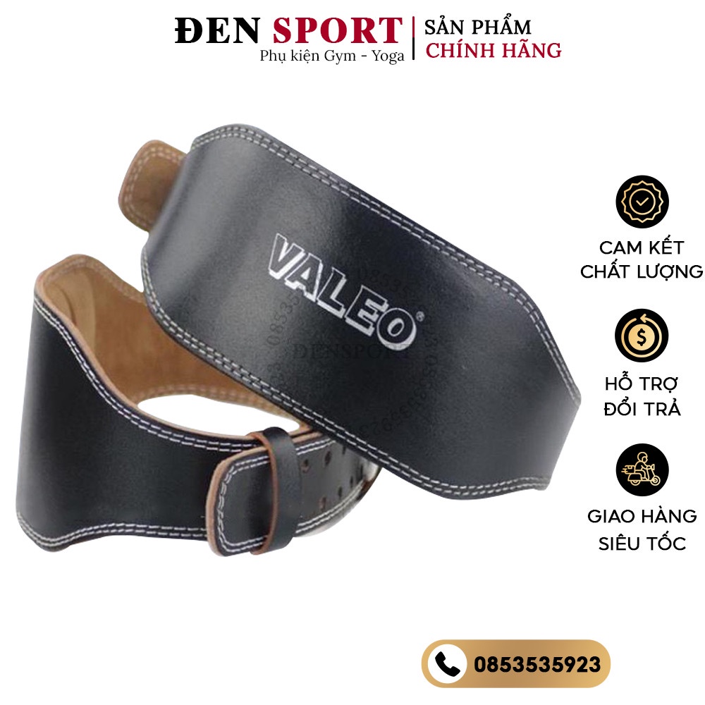 Đai lưng cứng tập gym da bò valeo đensport size xs/s/m/l
