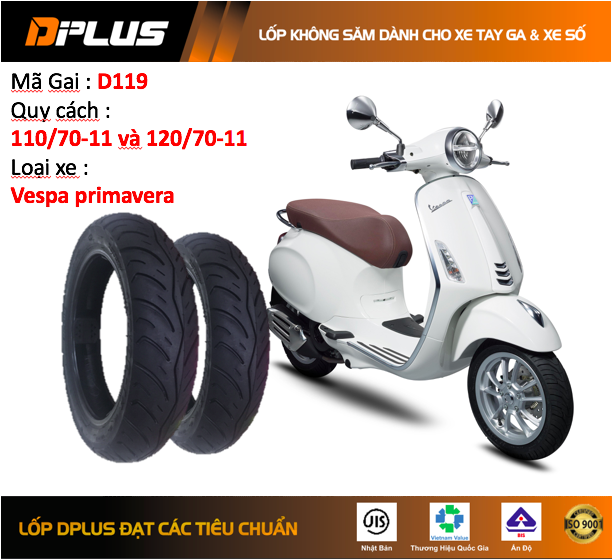 Vỏ (lốp) Xe Máy Piago Vespa DPlus không ruột