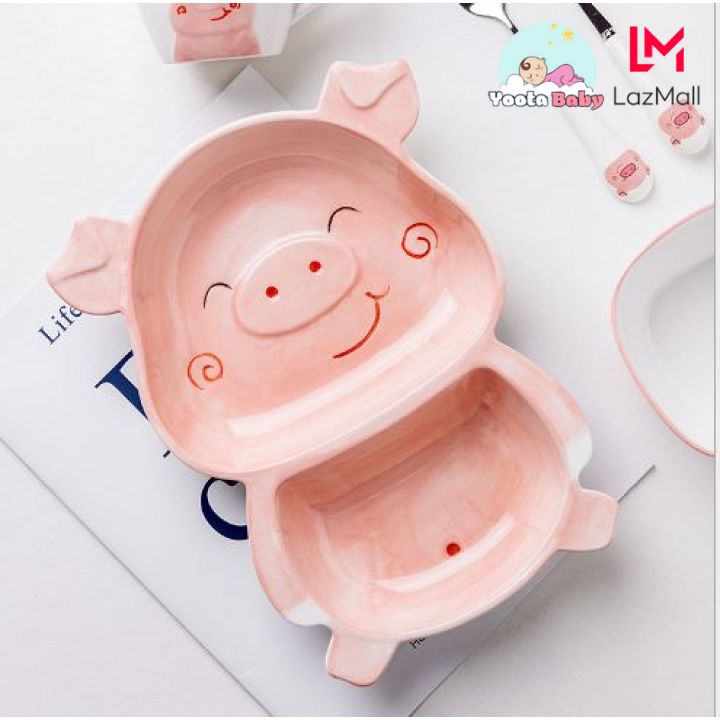 Bát ăn dặm cho bé gốm sứ hình heo hồng loại cao cấp
