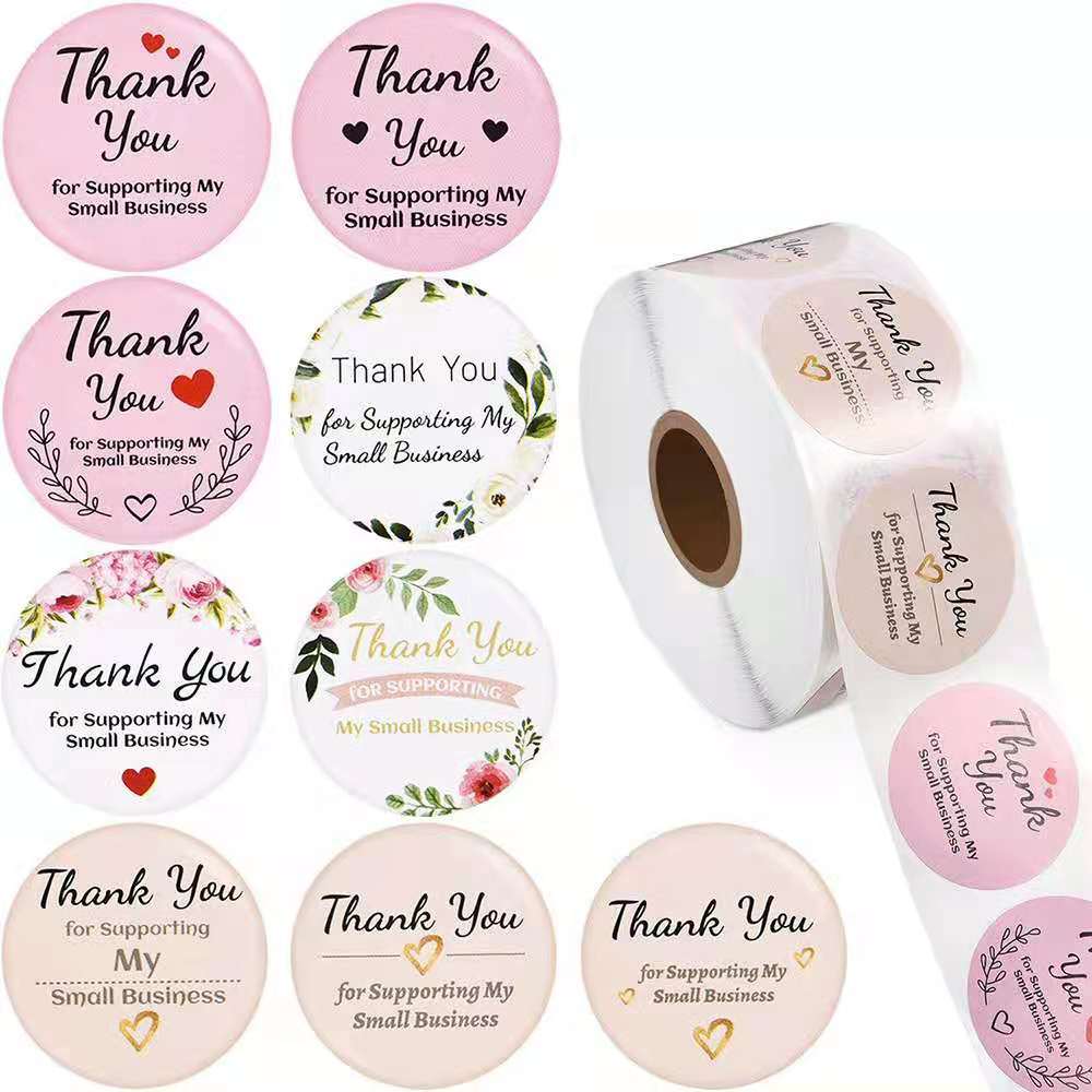 Giá xưởng - cuộn 500 miếng dán sticker thank you hình hoa 25mm trang trí hand made xinh xắn