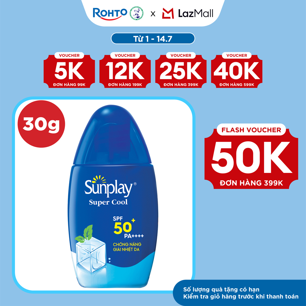 Kem chống nắng Sunplay mát lạnh giải nhiệt dạng sữa Sunplay Super Cool SPF 50, PA++++ 30g