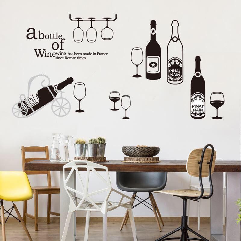 Decal dán tường mẫu trang trí nhà ăn và quán