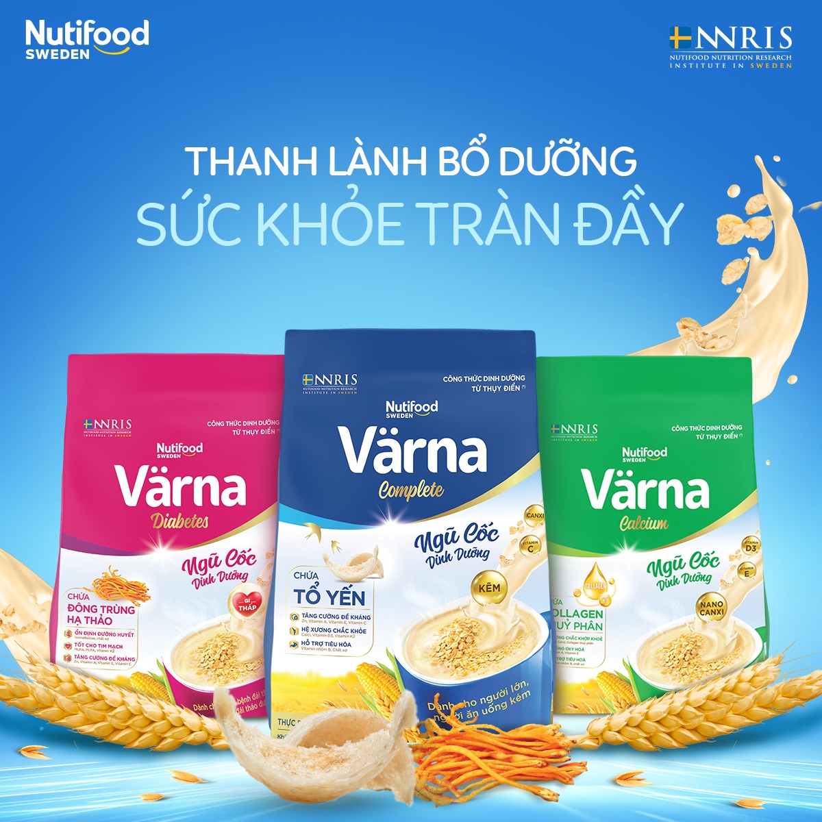 Túi Ngũ Cốc Dinh Dưỡng Värna Complete 500g/ Calcium 500g/ Diabetes 400g - Thương Hiệu NUTIFOOD - TACAPU