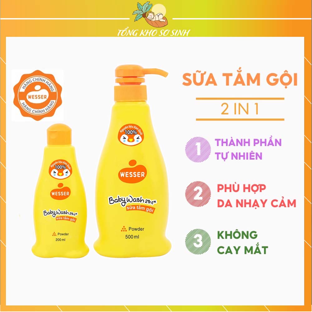 Sữa tắm gội Wesser 2 trong 1 hương hổ phách xạ hương 500ml Màu hồng