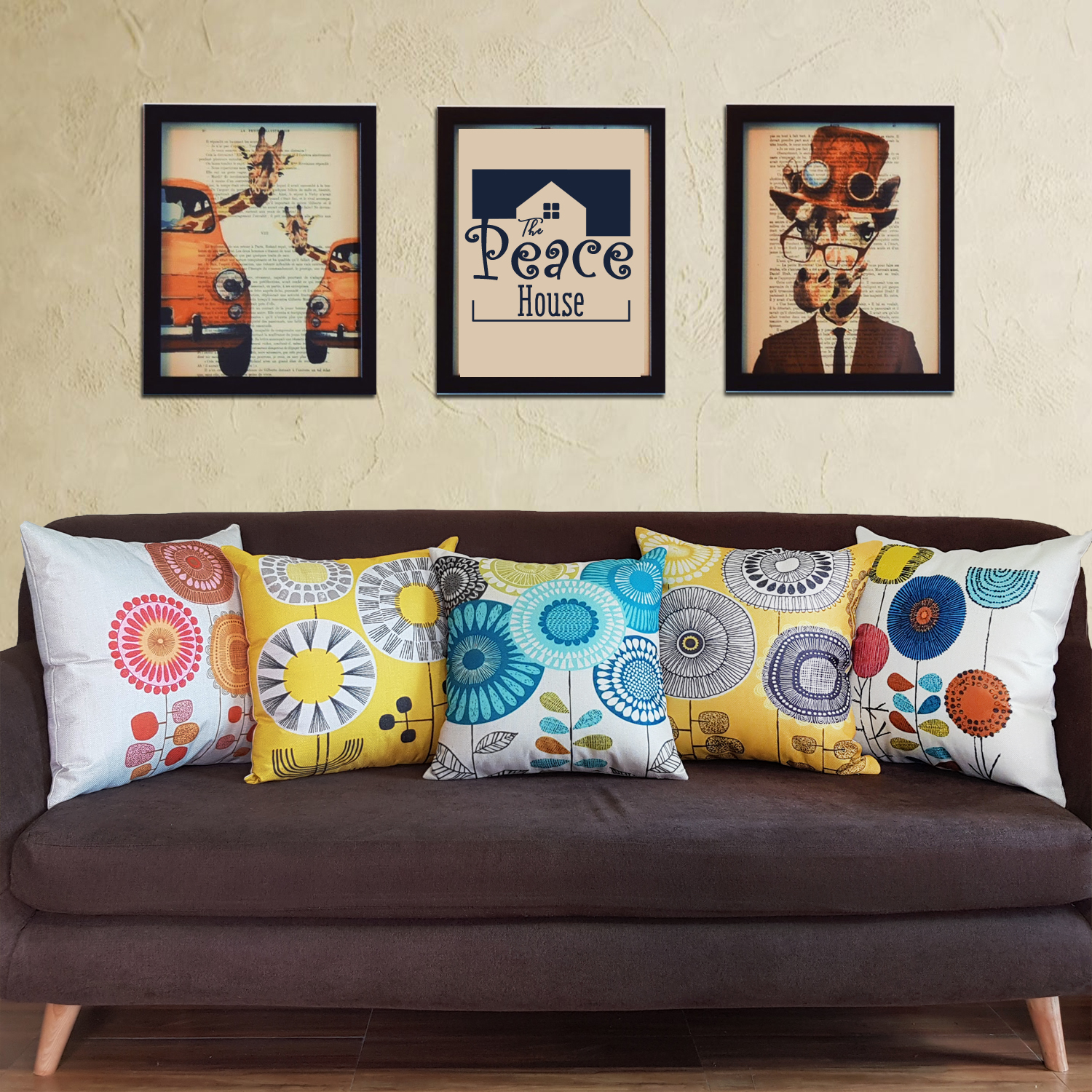 Vỏ gối sofa gối vuông gối tựa lưng văn phòng gối trang trí - sofa pillow covers- sofa pillowcase CIRCLE FLOWERS - The Peace House