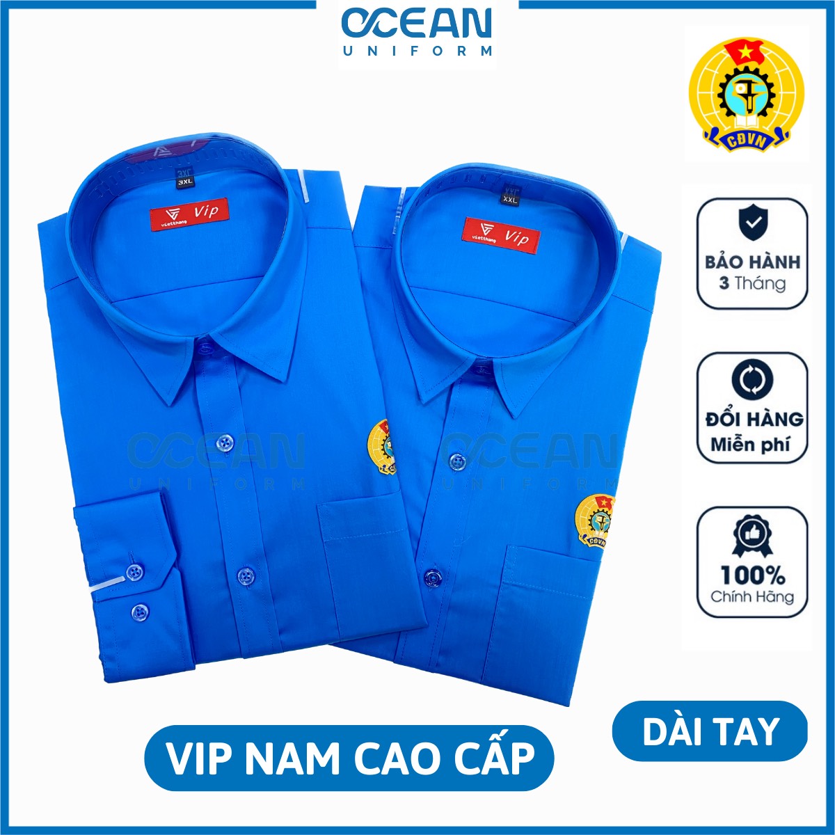 Áo công đoàn việt nam sơ mi nam dài tay cao cấp,chất liệu pangzim hàn quốc,logo sắc nét