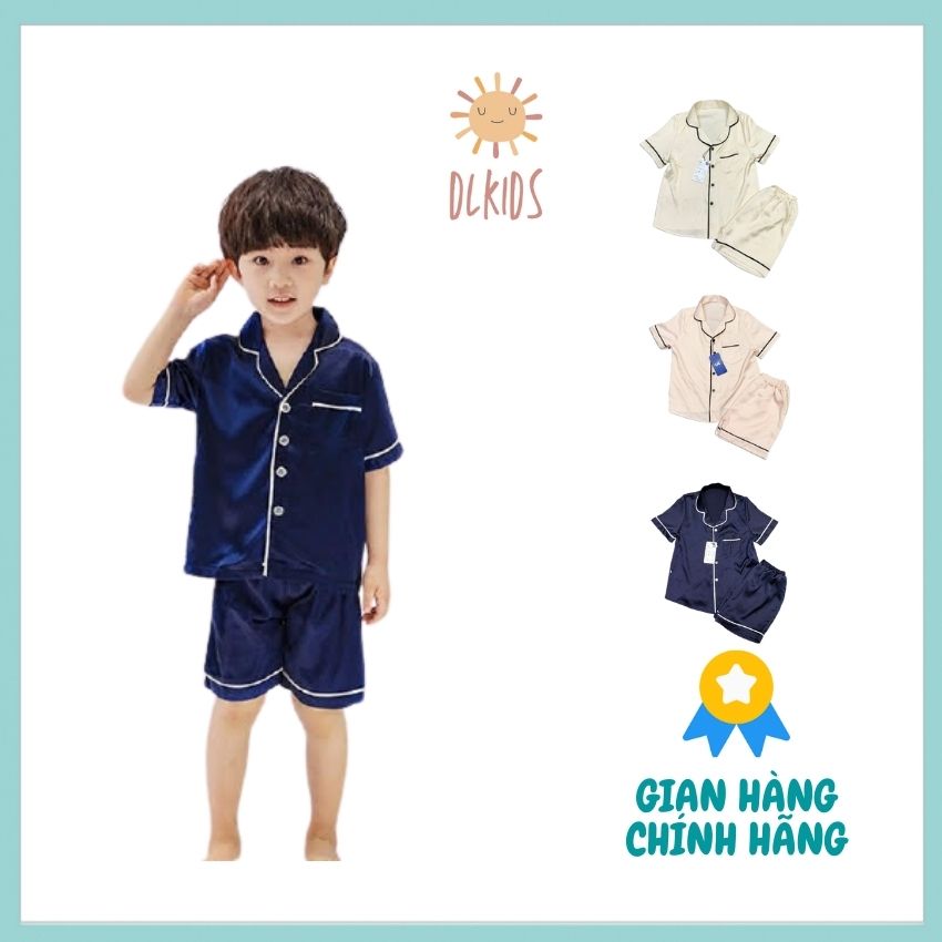 Bộ Ngủ Pijama Lụa Satin Cho Bé Trai DLKIDS DL15 Vải Đẹp, Mát, Pizama From Chuẩn Cho Bé Thoải Mái Vận Động, Hàng Đẹp Cao Cấp