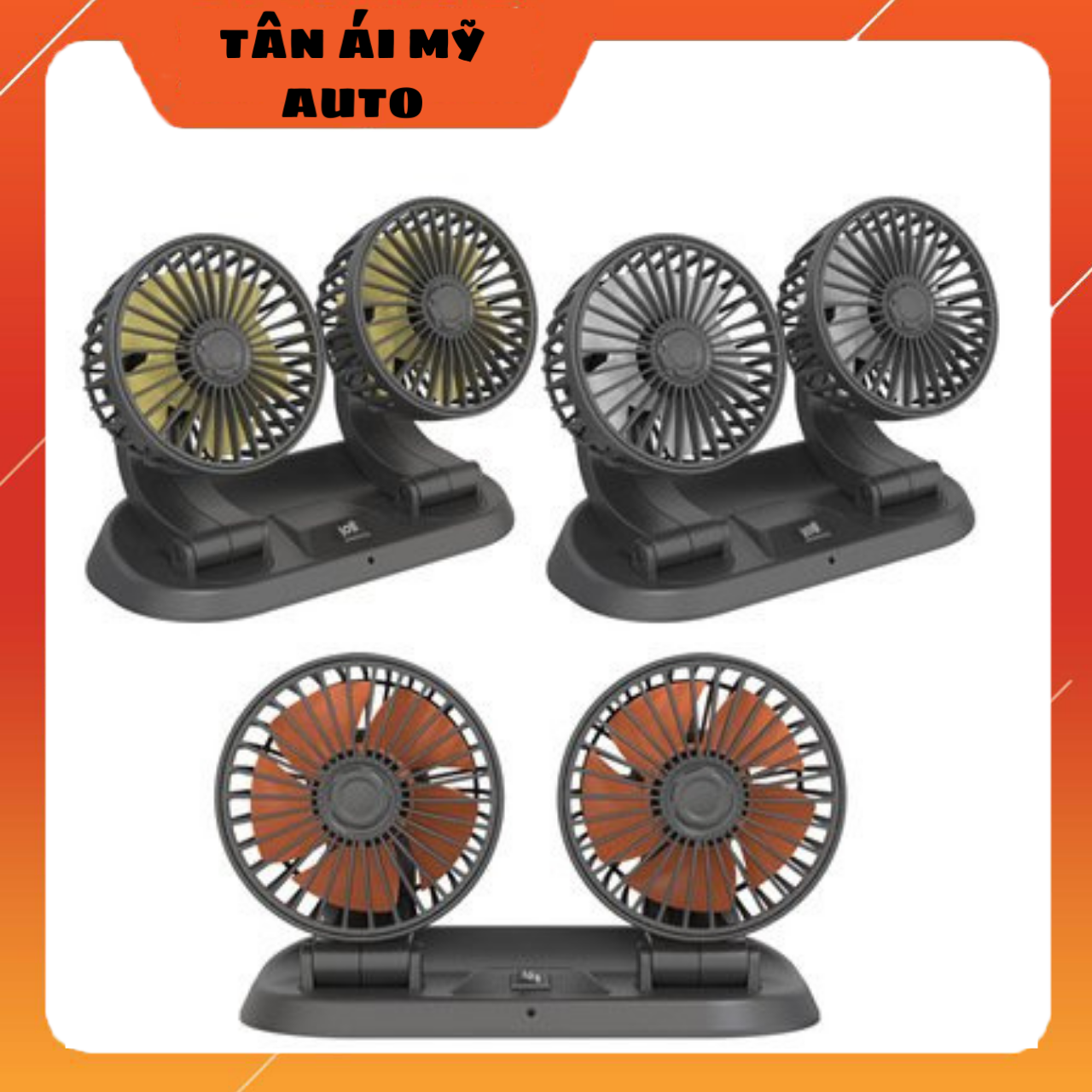 Quạt đôi ô tô mini 12v/24v dùng cho ô tô xoay 360 độ phiên bản cao cấp F410 cắm tẩu ô tô