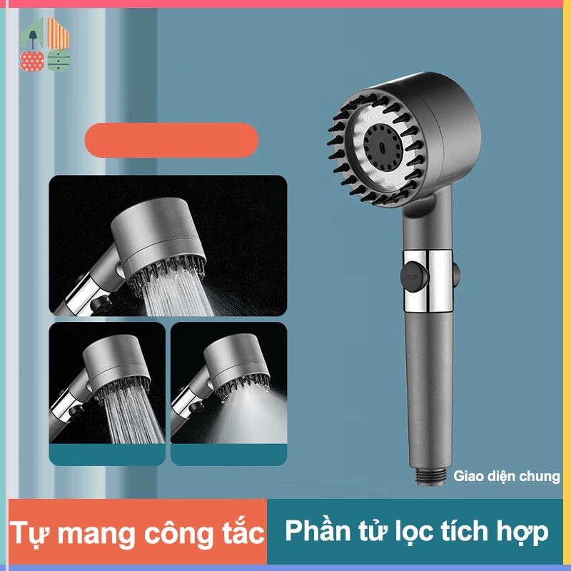 3 chế độ áp suất cao tiết kiệm nước lõi cotton lọc cho nhà tắm，vòi hoa sen, vòi sen massage tăng áp cao cấp
