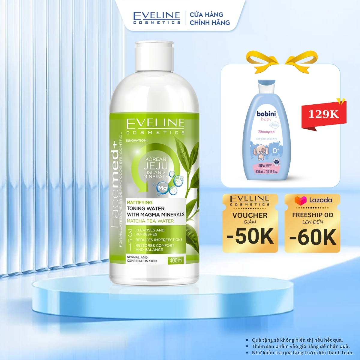 Toner Eveline Facemed+ kiềm dầu với khoáng chất Magma 400ML