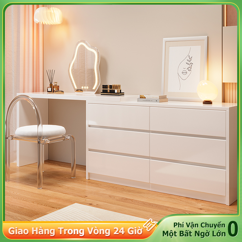 bàn trang điểm bàn phấn bàn trang điển có gương đơn giản kèm tủ để đồ tủ lưu trữ tủ đầu giường
