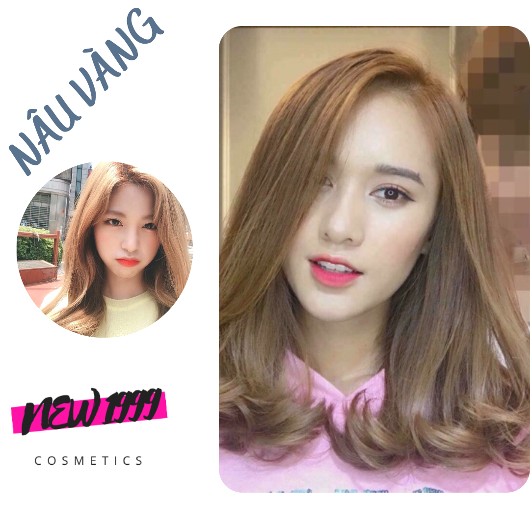 Thuốc nhuộm tóc màu nâu vàng NEW1999 kem nhuộm tóc nam nữ tại nhà kèm oxy găng tay