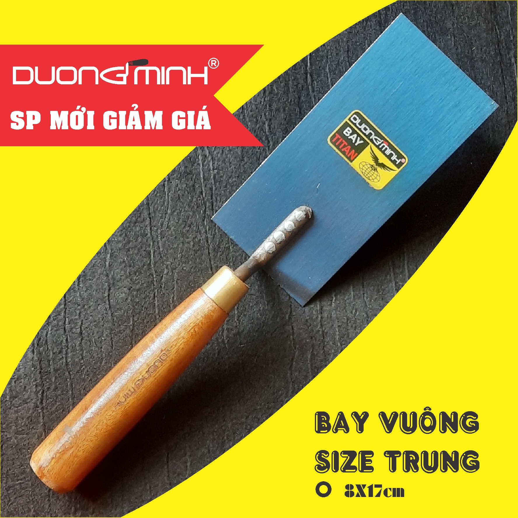 Bay Vuông size Trung 8F Dương Minh, Bay xây dựng thợ hồ thép đen cứng - Dụng cụ xây dựng cao cấp