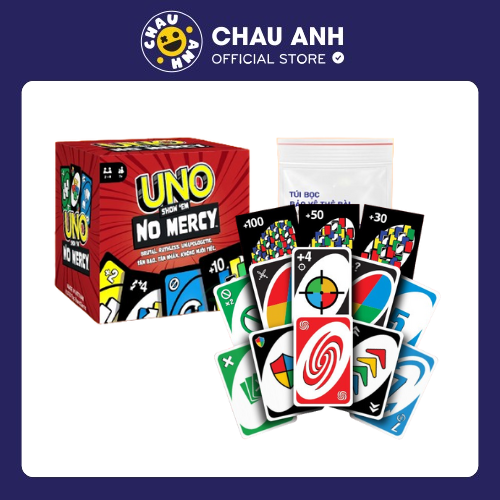Bộ bài Uno No Mercy 165 thẻ bài cuộc chơi nâng cấp 10 luật chơi khắc nghiệt trò chơi thẻ bài Board Game Việt UNO32-MERCY