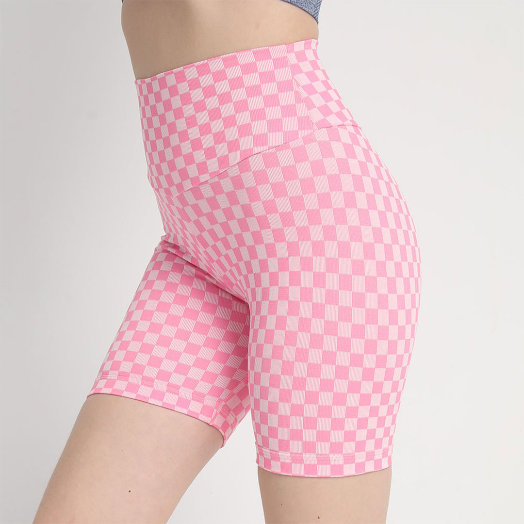 Quần short thể thao nữ jk0021 quần tập gym chun mong ô caro cạp cao
