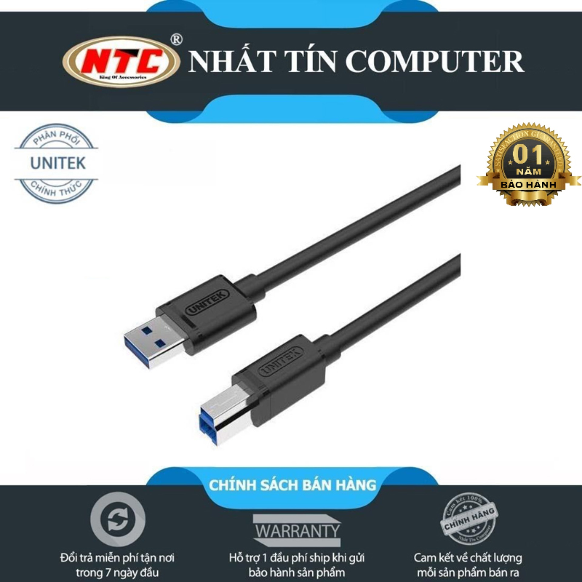 Cáp máy in unitek y-c4006gbk dài 1.5m chuẩn usb 3.0 - tốc độ truyền cực đại 5gbps - nhất tín computer