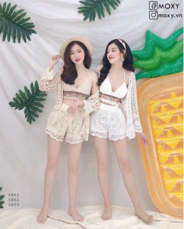 Set đồ đi biển len móc 3 món siêu xinh