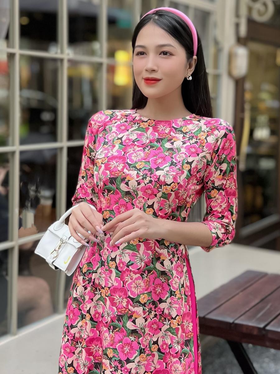 Áo dài hoa sứ gấm Vân Gỗ siêu sang AD037 Khánh Linh Style Lady Fashion