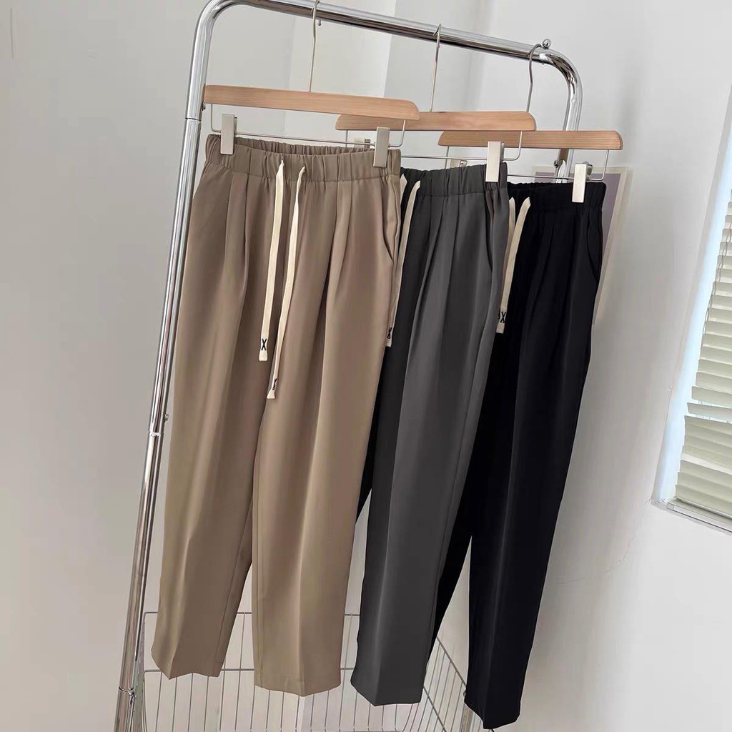 Quần baggy nữ cạp chun vải ruby mềm mặc đi học đi làm xưởng may Ngọc Anh