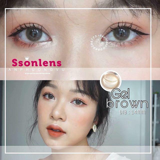 [HCM]lens - kính áp trồng nâu tây sử dụng 1 năm tặng kèm khây đựng