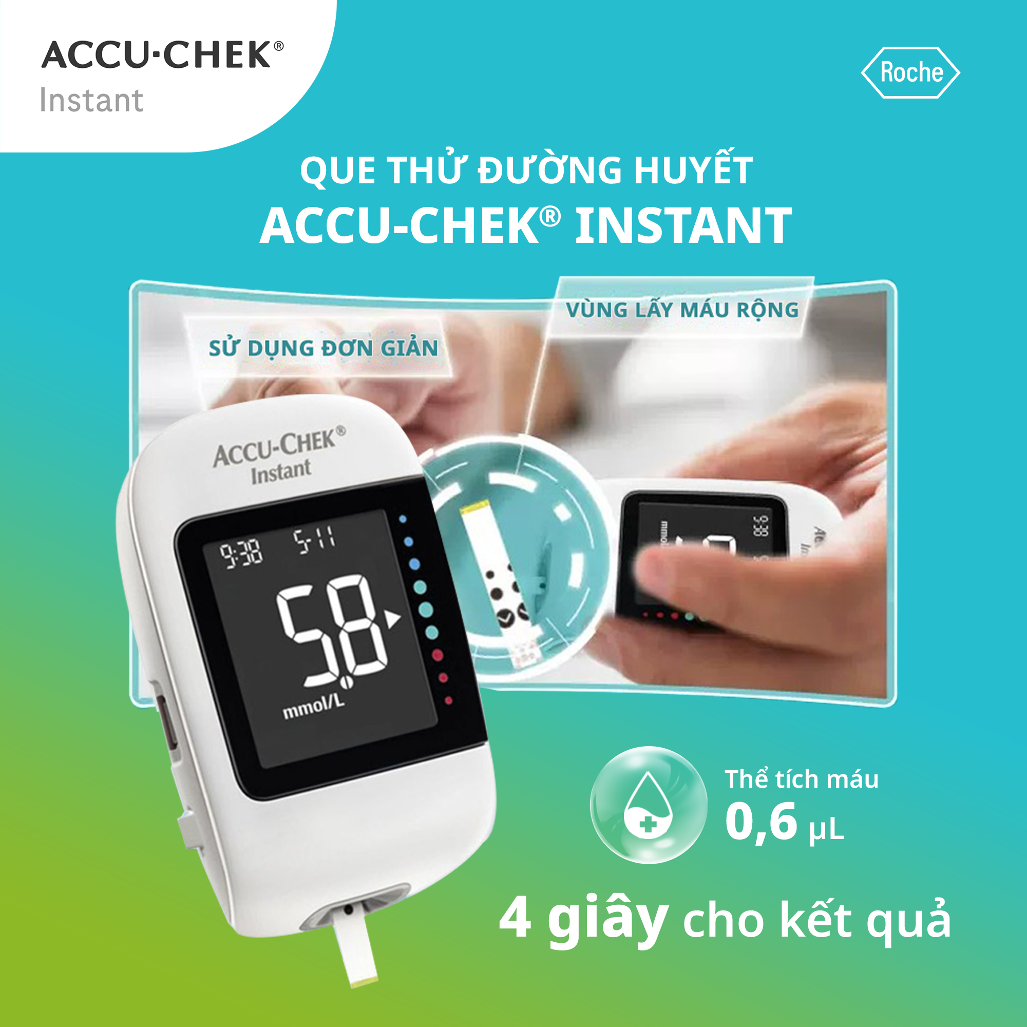 Máy đo đường huyết Accu-Chek Instant chính xác vượt trội & dễ dàng sử dụng