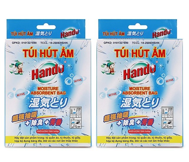 Bộ 2 hộp gồm 10 túi hút ẩm Hando 50g/túi GSG381