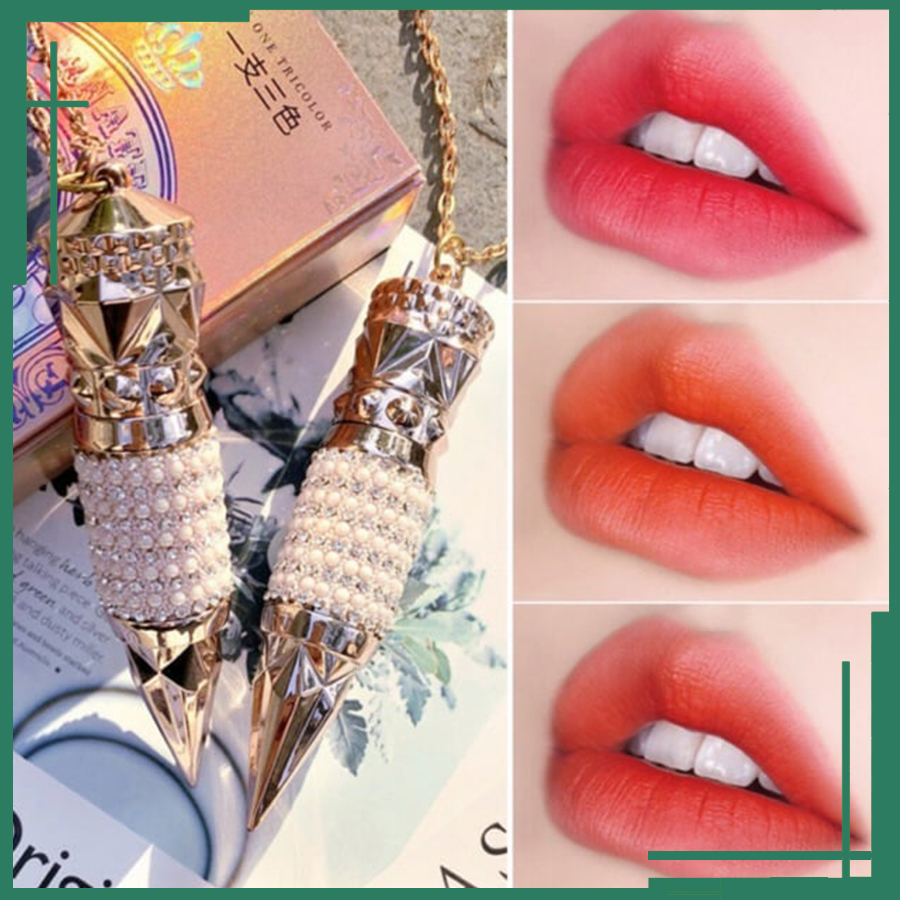 [HCM][CHÍNH HÃNG]Son môi 3 màu hot trend AGAG chất lì lâu trôi mềm mại 3 màu 3 màu sắc xinh tươi trẻ trung - cam kết chính hãng nội địa Son 3 màu AGAG son lì dưỡng ẩm lâu trôi son môi 3 màu son thỏi bền màu son nội địa Trung son ba màu