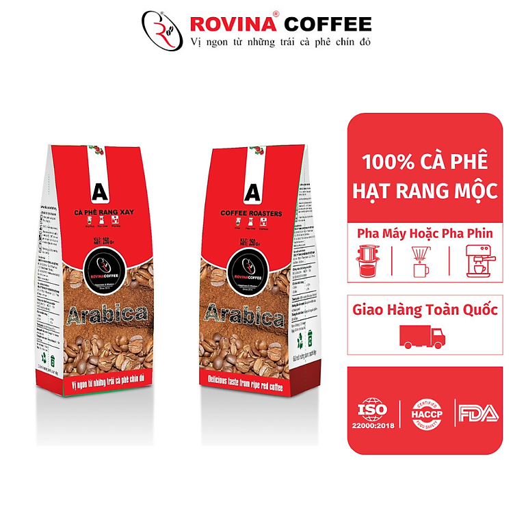 Cà phê arabica cầu đất - pha phin - gói 250gr hương vị đậm đà cân bằng hoàn hảo rovina coffee