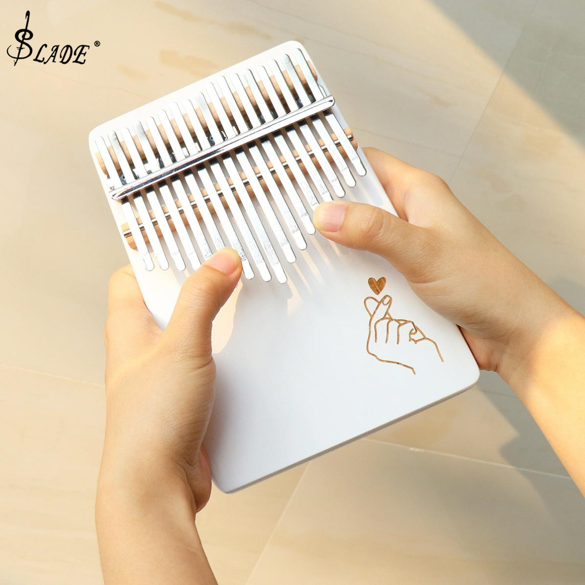 SLADE Đàn Kalimba 17 Phím, Dụng Cụ Bàn Phím Mini Thông Mbira Bảng Đơn Màu Trắng Trơn