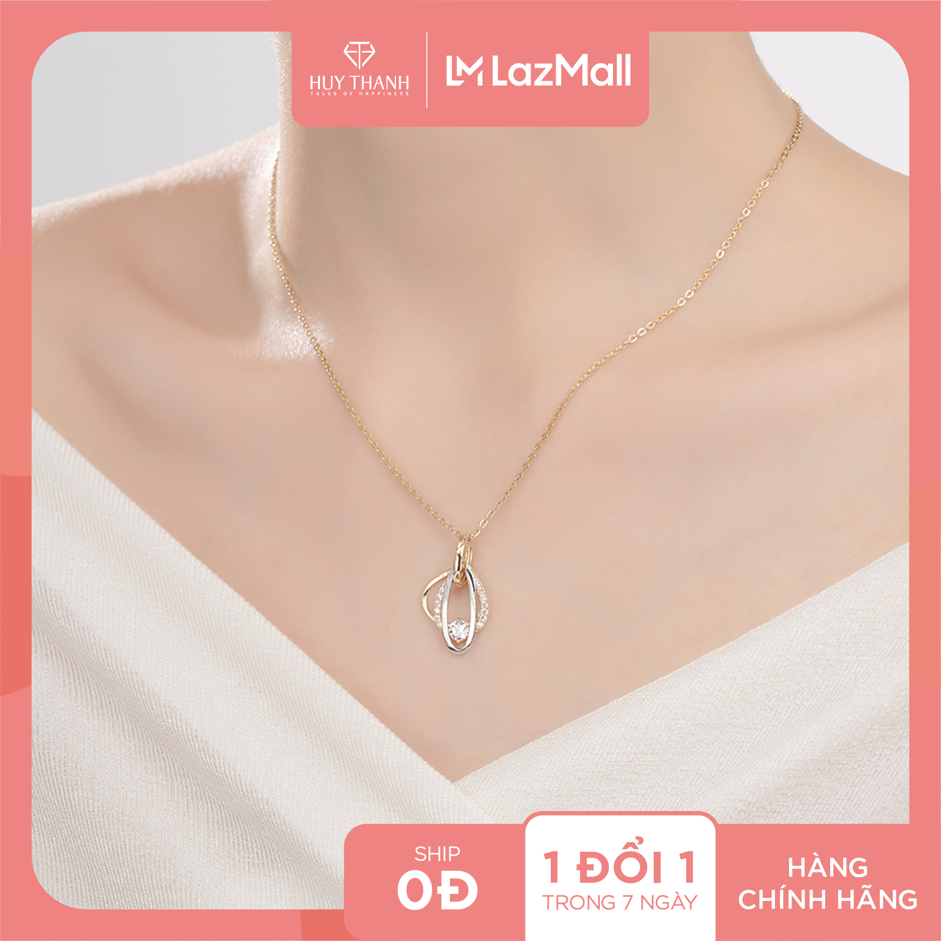 Mặt dây chuyền vàng 14k thiết kế độc đáo đính đá cz cao cấp lấp lánh mdcc619 huy thanh jewelry