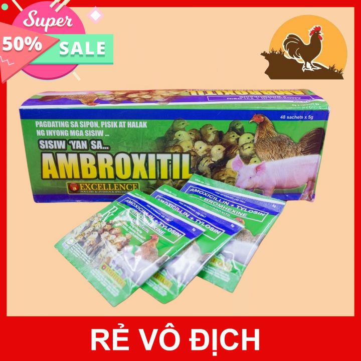 Combo 10 gói ambroxitill dinh dưỡng úm gà đá con philipin 5g/gói