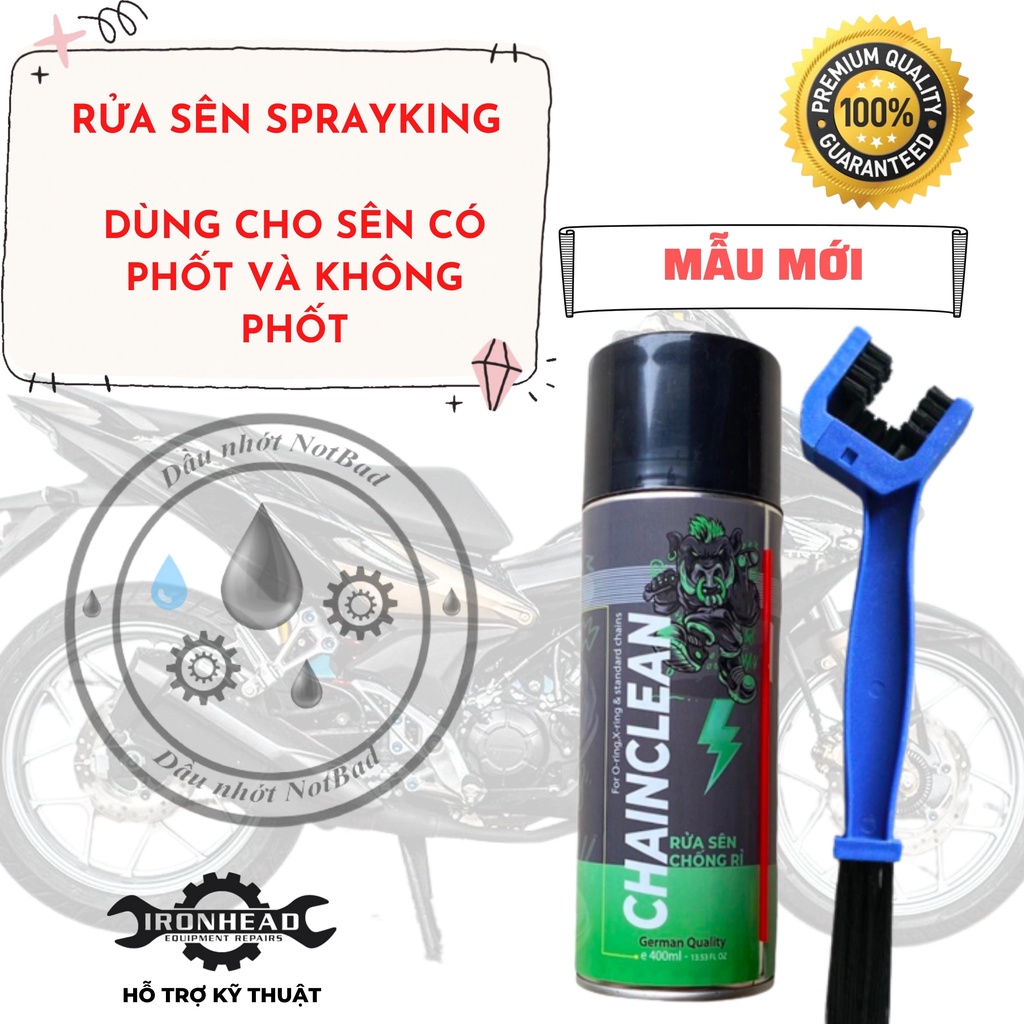 Rửa sên, xích, nhông , dĩa Sprayking,rửa sên , xích spayking chai 400ml
