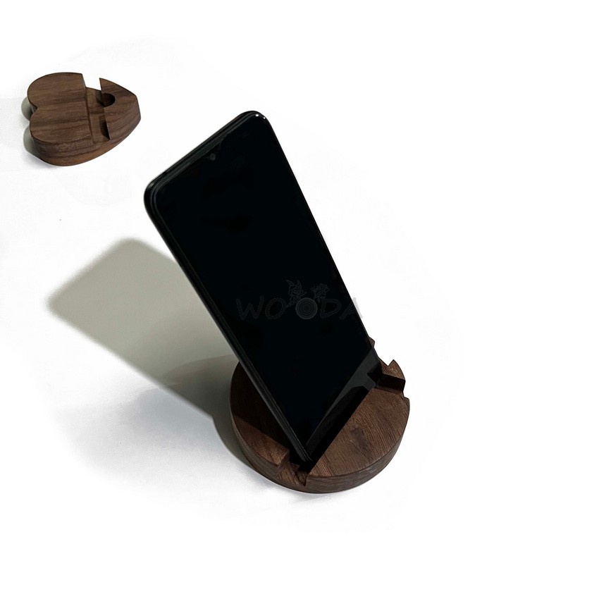 Kệ điện thoại tối giản hình tròn từ gỗ Walnut cao cấp
