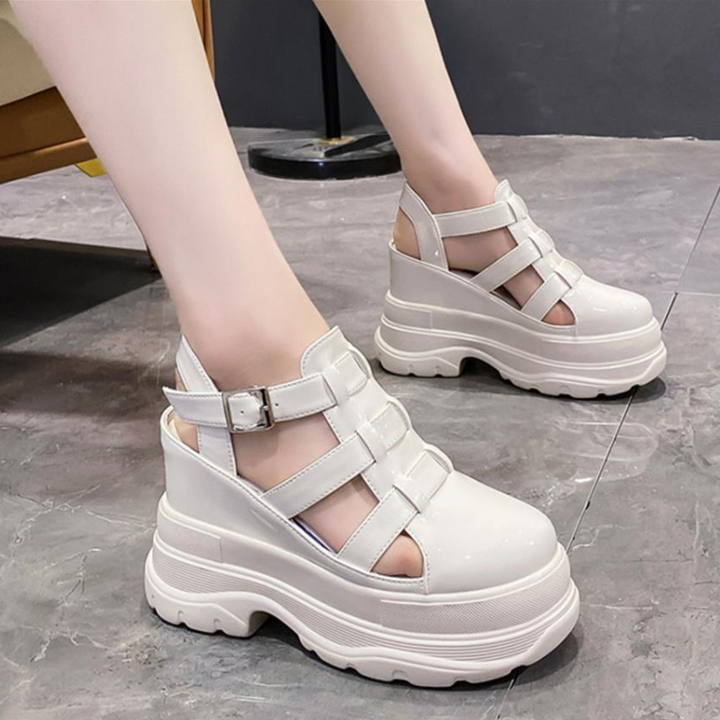 Giày đế cao cut-out da bóng 11cm ps590-1238