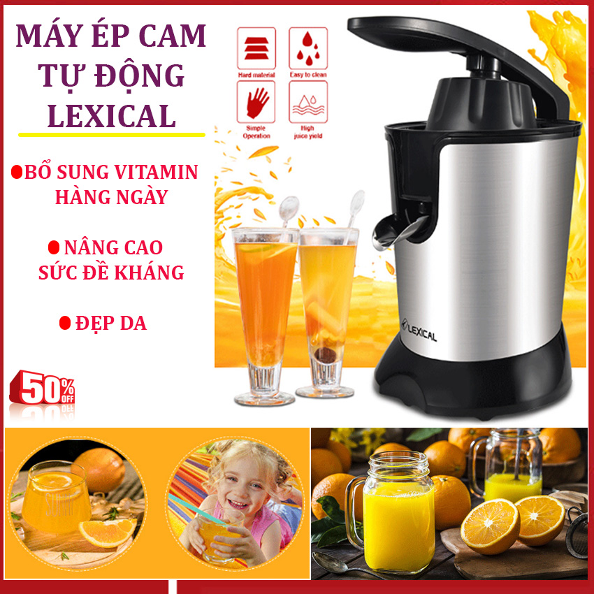 Máy ép cam tự động GIẢI NHIỆT NGÀY HÈ, CHỌN MUA MÁY ÉP LEXICAL CHINH HANG - Thiết kế inox sang trọng, dễ vệ sinh - thiết kế cánh tay vắt đòn bẩy, vắt tối đa lượng nước cam - BẢO HÀNH UY TÍN TOÀN QUỐC