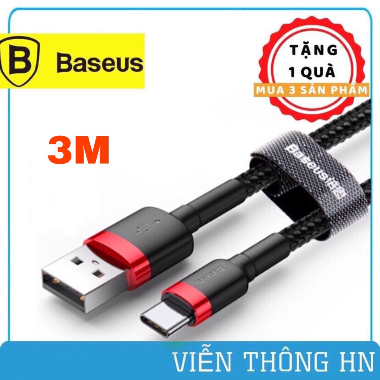 Dây sạc nhanh type c 3A Baseus cafule sạc nhanh quick chagre 3.0 - Cáp sạc bọc dù truyền dữ liệu chống gập đứt siêu bền